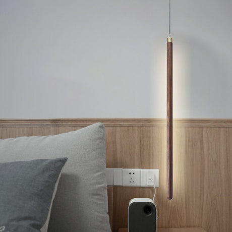 Minimalist Wooden Led Pendant Light - Pole Shaped Bedside Lamp