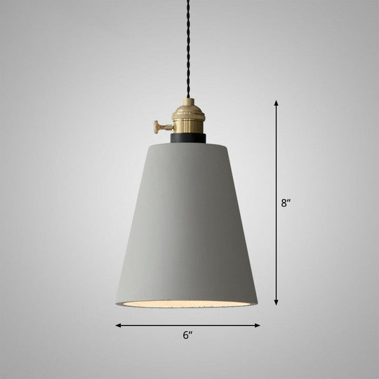 Minimalist Grey Cement Pendant Light - Geometric Dining Room Down Lighting 1-Light With Rotary