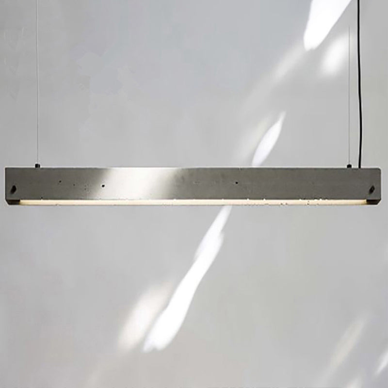 Sleek Grey Rectangular Suspension Lighting: Simplicity 1-Head Cement Ceiling Light For Office / 38.5