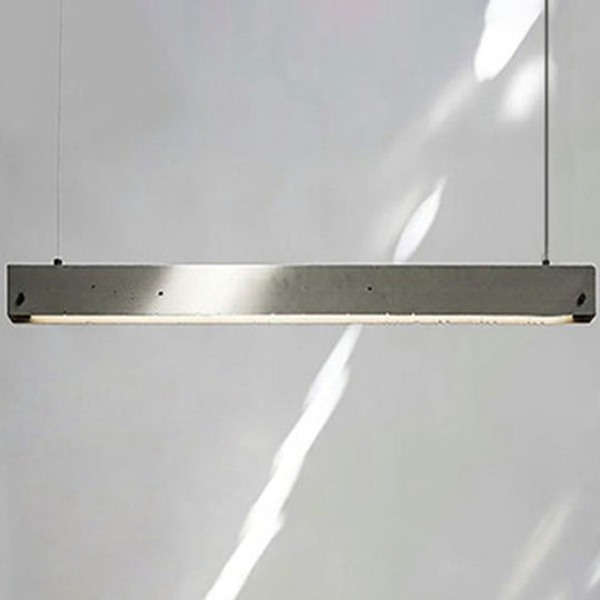 Sleek Grey Rectangular Suspension Lighting: Simplicity 1-Head Cement Ceiling Light For Office / 51