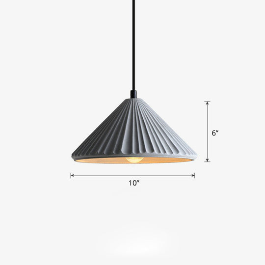Macaron Cement Conical Pendant Ceiling Light - Single Suspension Fixture For Living Room Grey