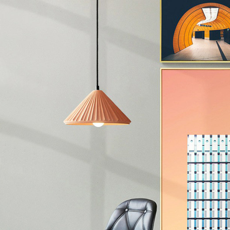 Macaron Cement Conical Pendant Ceiling Light - Single Suspension Fixture For Living Room