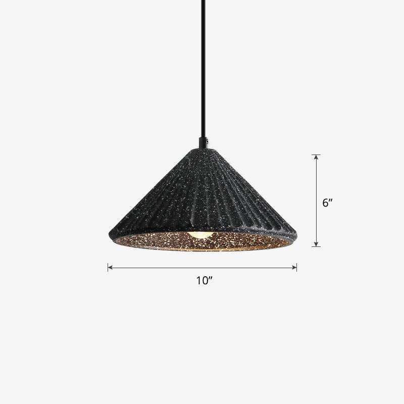 Macaron Single Pendant Ceiling Light For Living Room - Cement Conical Suspension Fixture Black-White