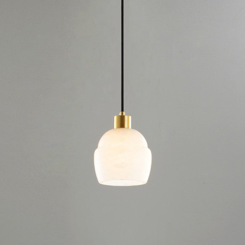 White Small Pendant Lighting: Modern Minimalist 1-Light Marble Hanging Light For Bedroom / B