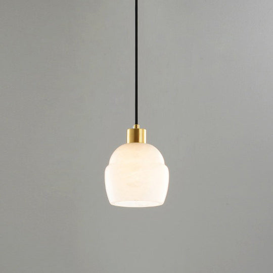 White Small Pendant Lighting: Modern Minimalist 1-Light Marble Hanging Light For Bedroom / B