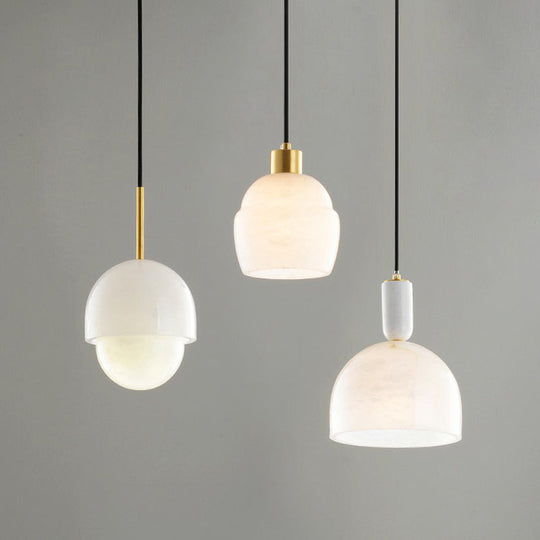 Minimalist 1-Light White Pendant Lighting Kit For Bedroom - Small Size