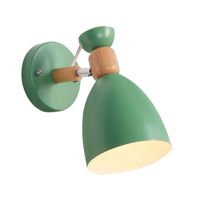 Modern Geometric Wall Sconce With Wood Deco - Macaron Metal Reading Light