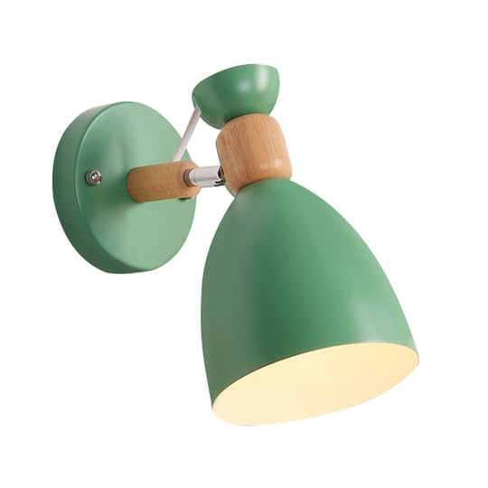 Modern Geometric Wall Sconce With Wood Deco - Macaron Metal Reading Light