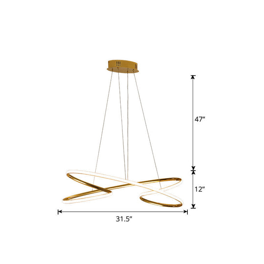 Aluminum Twist Led Pendant Chandelier: Artistic Hanging Lamp For Dining Table Gold / 31.5’
