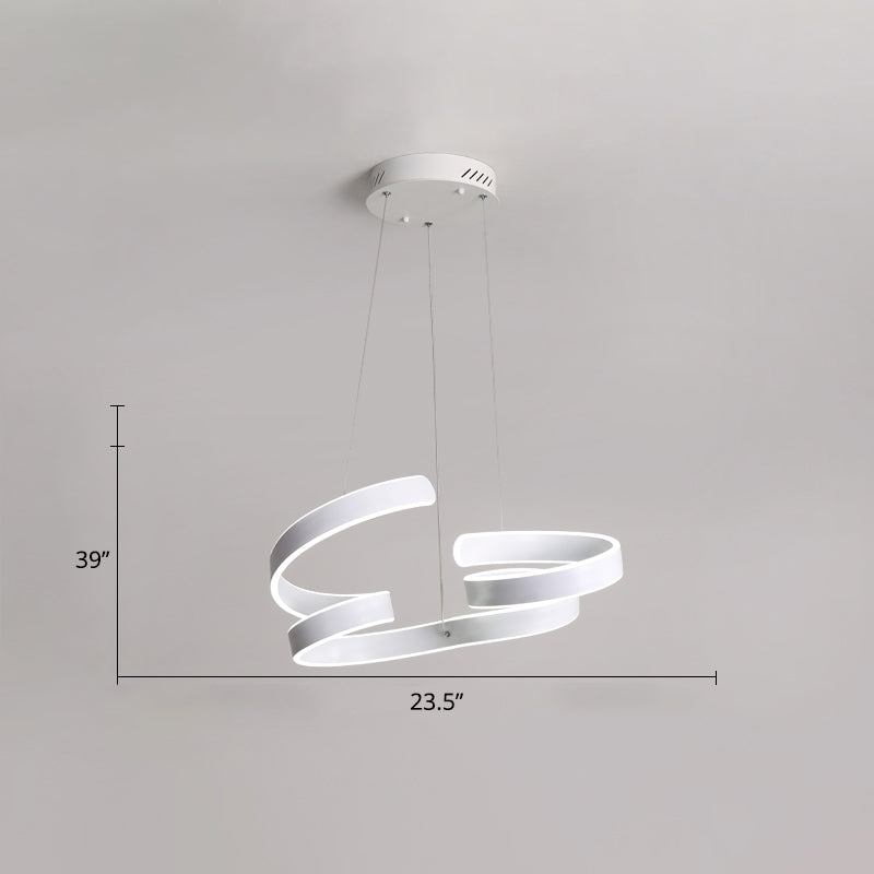 Modern White Led Ceiling Chandelier – Stylish Aluminum Hanging Light For Restaurants / 23.5’