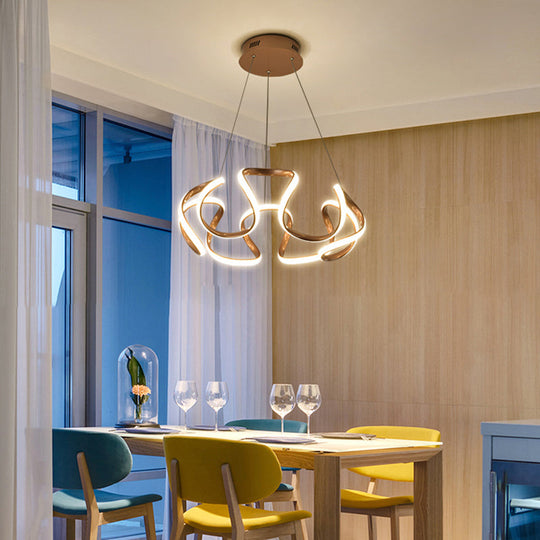 Gold-Plated Led Pendant Lamp: Elegant Acrylic Chandelier Light For Dining Room