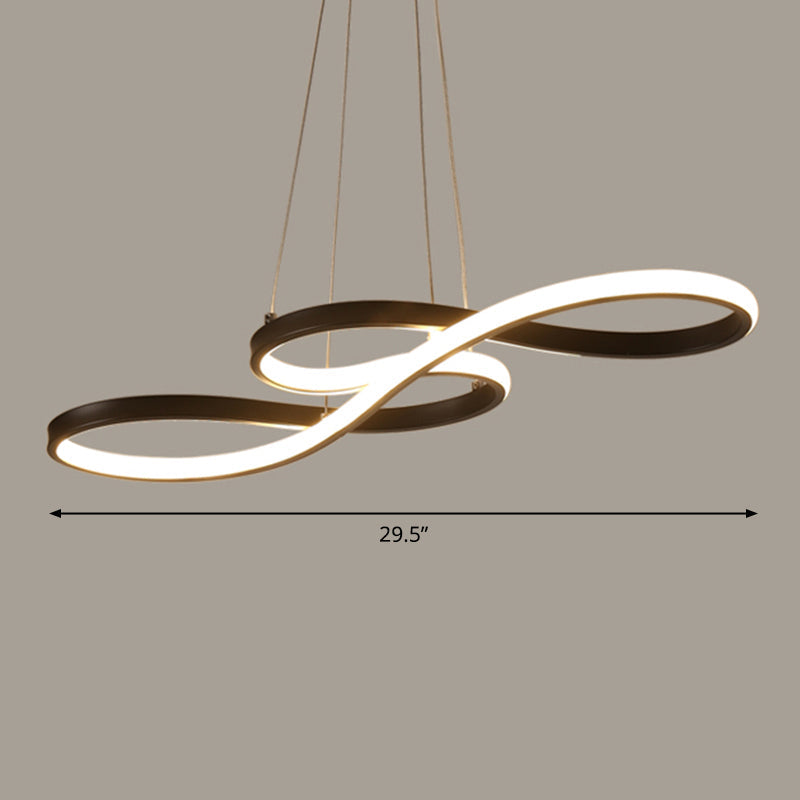 Black Acrylic Art Deco Led Chandelier: Musical Note-Inspired Suspension Light For Dining Room /