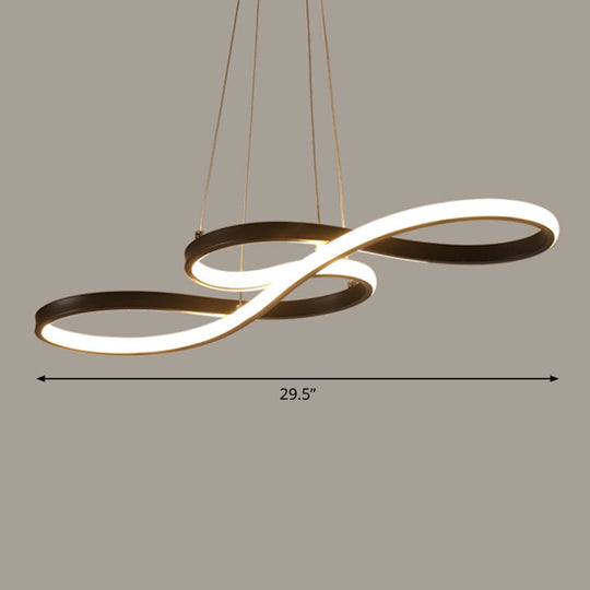 Black Acrylic Art Deco Led Chandelier: Musical Note-Inspired Suspension Light For Dining Room /