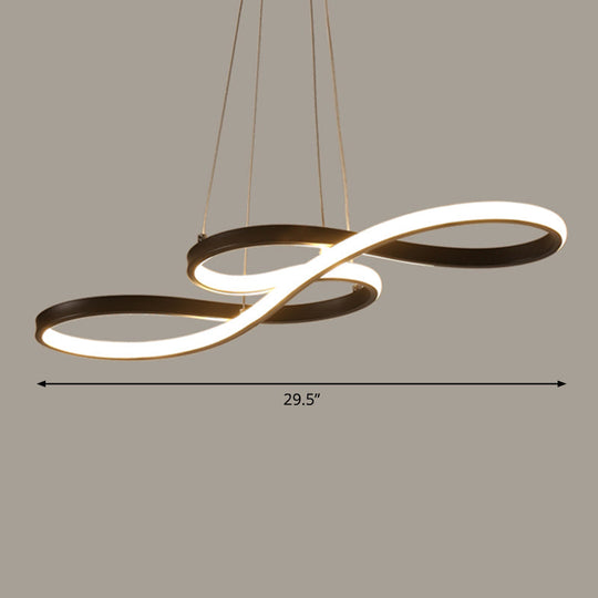 Black Acrylic Art Deco Led Chandelier: Musical Note-Inspired Suspension Light For Dining Room /