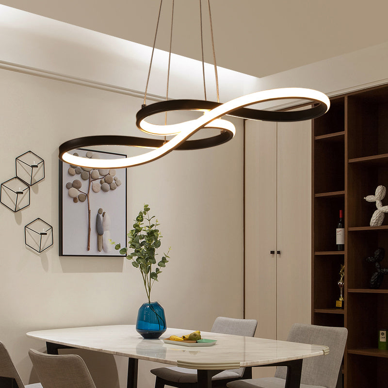 Black Acrylic Art Deco Led Chandelier: Musical Note-Inspired Suspension Light For Dining Room