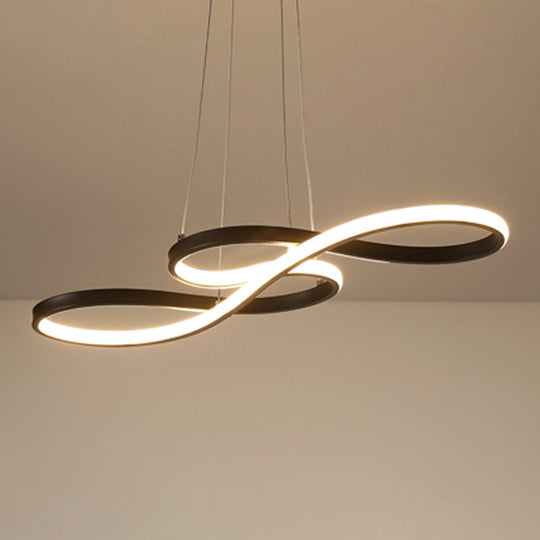 Black Acrylic Art Deco Led Chandelier: Musical Note-Inspired Suspension Light For Dining Room