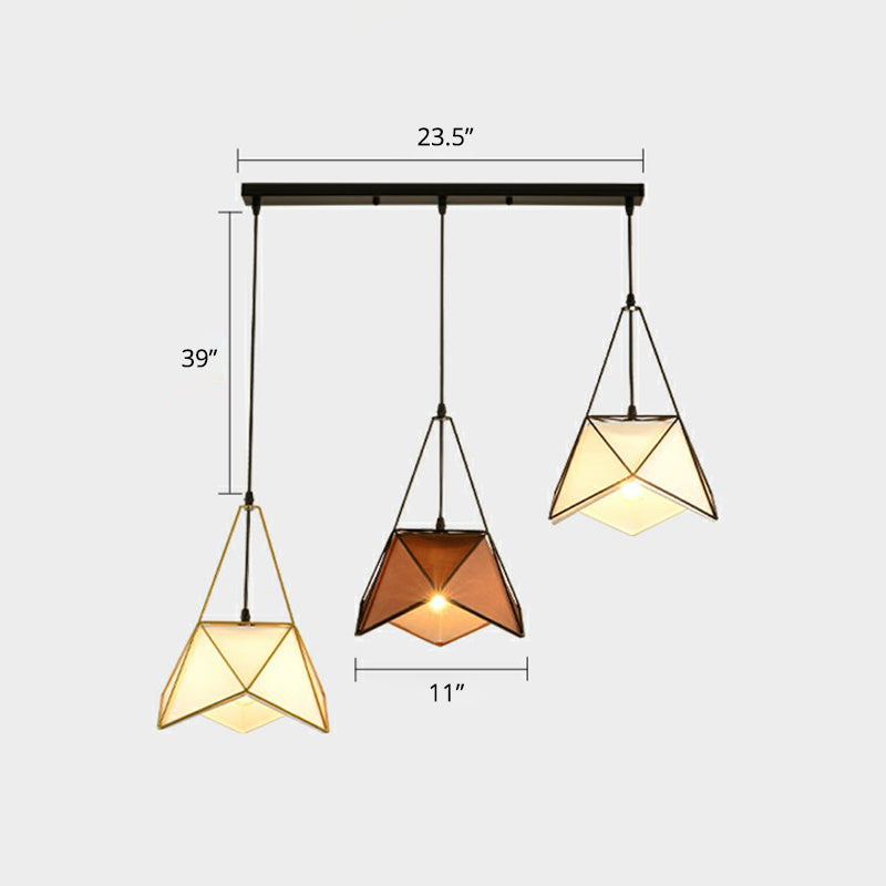 3-Head Nordic Metal Pendant Light - Wire Frame Cluster Ceiling Fixture For Dining Room Black / B