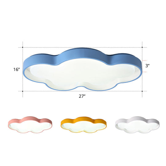 Blue Cartoon Led Acrylic Cloud Ceiling Flush Mount Light - Ideal For Living Room Lighting / 27 White