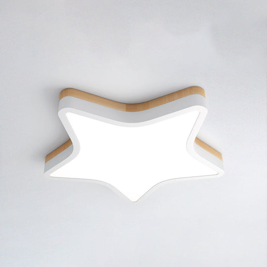 Kids Star Led Ceiling Lamp In Yellow - White - Acrylic Flush Mount Fixture For Bedrooms Yellow /