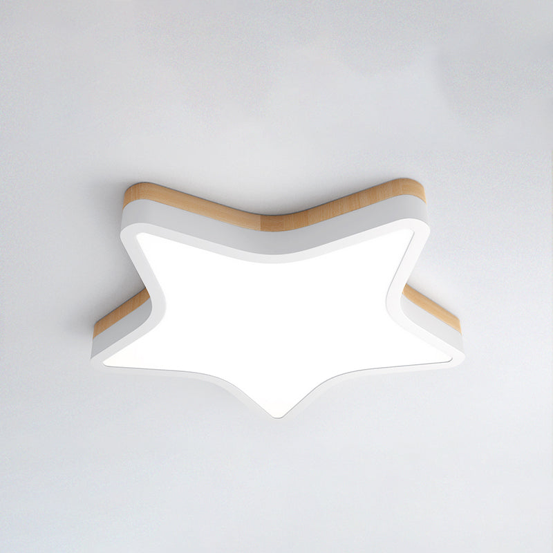 Kids Star Led Ceiling Lamp In Yellow-White - Acrylic Flush Mount Fixture For Bedrooms Yellow / 21.5
