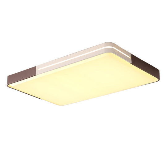 Modern White Led Flush Mount Ceiling Light For Living Room – Square/Rectangular Acrylic Shade