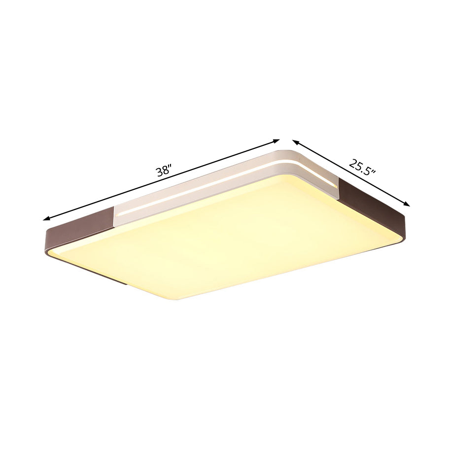 Modern White Led Flush Mount Ceiling Light For Living Room – Square/Rectangular Acrylic Shade