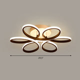Modern Led Black Floral Metal Flush Light For Bedroom Ceiling / 29.5 Third Gear
