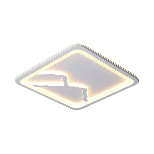 Contemporary Led Acrylic Flush Mount Light In White/Warm - Square/Rectangle 19.5’/23.5’/35.5’ Wide