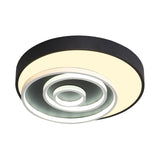 Modern Black Led Flush Mount Bedroom Lamp With Acrylic Circle Shade 16/19.5 Wide