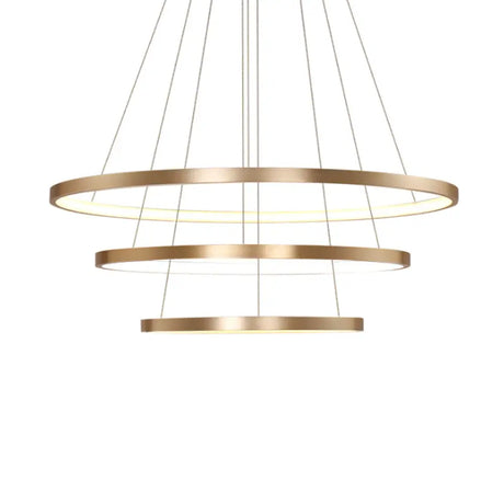 23.5/31.5 Gold Loop Chandelier Pendant With Modern Led Acrylic Ceiling Light In Warm/White