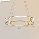 23.5’/31.5’ Minimalist Gold Led Pendant Chandelier - Metal Hanging Light With Adjustable