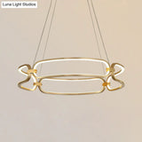 23.5’/31.5’ Minimalist Gold Led Pendant Chandelier - Metal Hanging Light With Adjustable