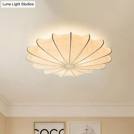 23.5 Scalloped Flush Mount Contemporary Fabric Ceiling Light - 1/3 White