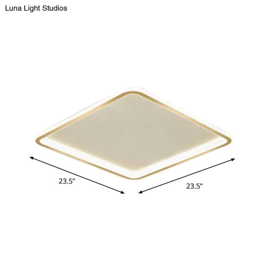Gold Extra Thin Square Led Flush-Mount Ceiling Lamp In Warm/White Light Minimalistic Acrylic Design