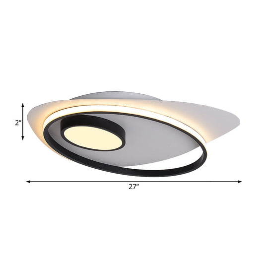 Modernist Led Acrylic Oval Flush Mount Light - Black/White Ceiling Lamp Fixture 18’/21.5’/27’