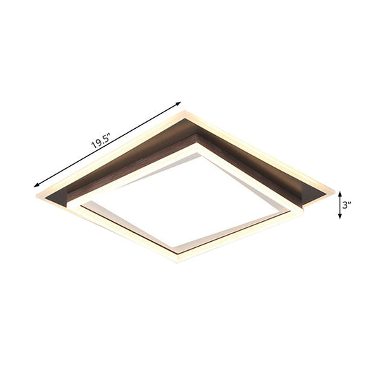 Modern Metal Led Flush Mount Ceiling Lamp With Recessed Diffuser - Square/Rectangular White/Warm