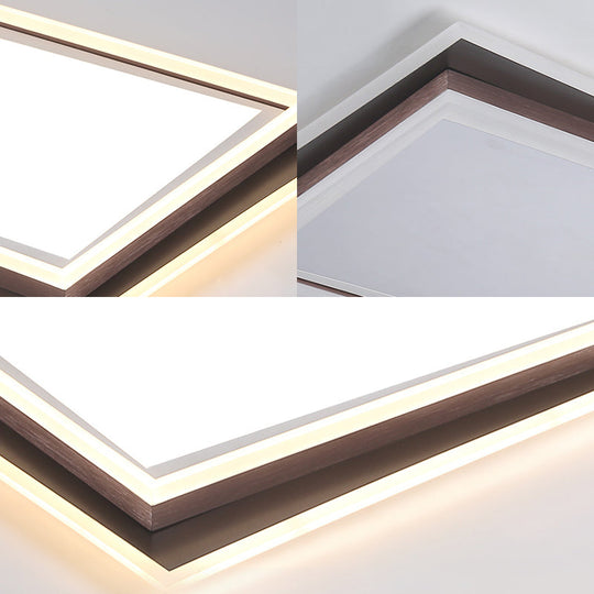 Modern Metal Led Flush Mount Ceiling Lamp With Recessed Diffuser - Square/Rectangular White/Warm