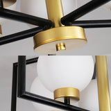 Traditional White Glass Flush Mount Ceiling Fixture With 5 Lights For Living Room