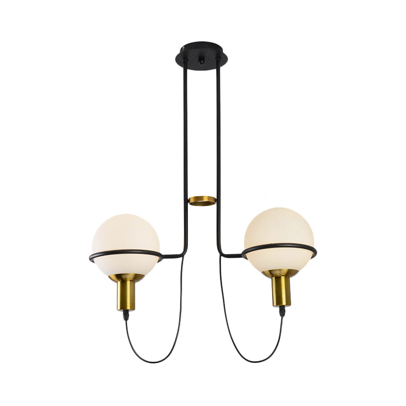 Contemporary 2/4 Light Gold Hanging Pendant Chandelier with Clear Glass Shade