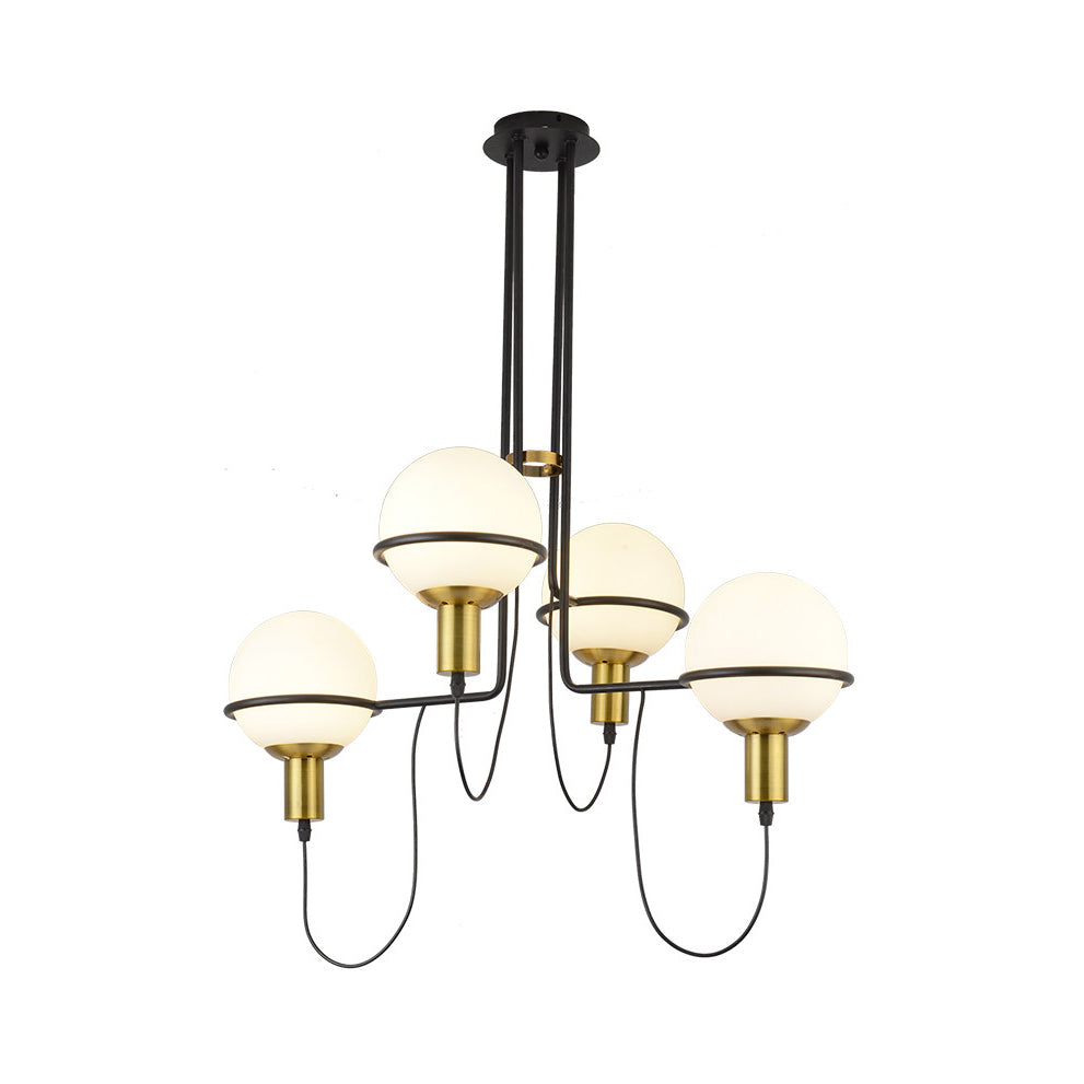Contemporary 2/4 Light Gold Hanging Pendant Chandelier with Clear Glass Shade