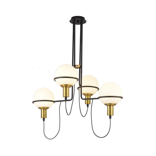 Contemporary 2/4 Light Gold Hanging Pendant Chandelier with Clear Glass Shade