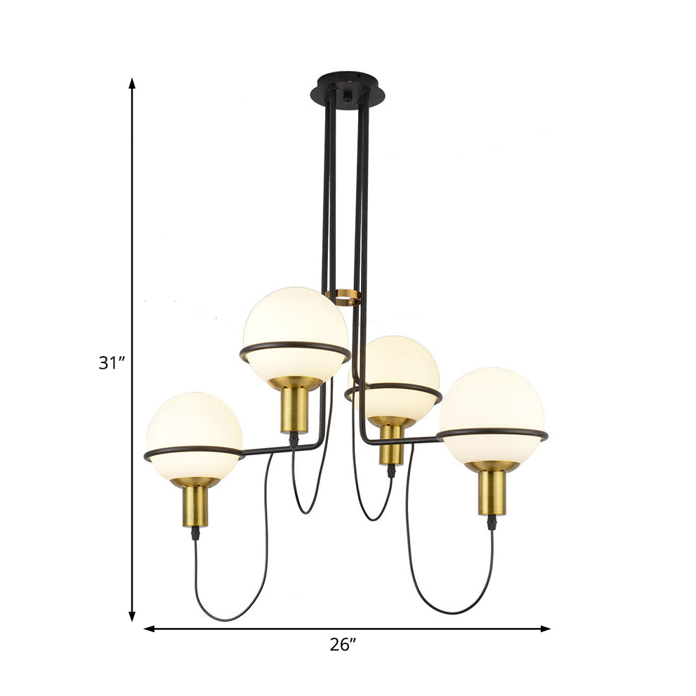 Contemporary 2/4 Light Gold Hanging Pendant Chandelier with Clear Glass Shade
