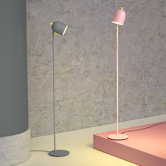 Macaron Cloche Floor Lamp With Adjustable Joint - Metal 1 Head Living Room Standing Light