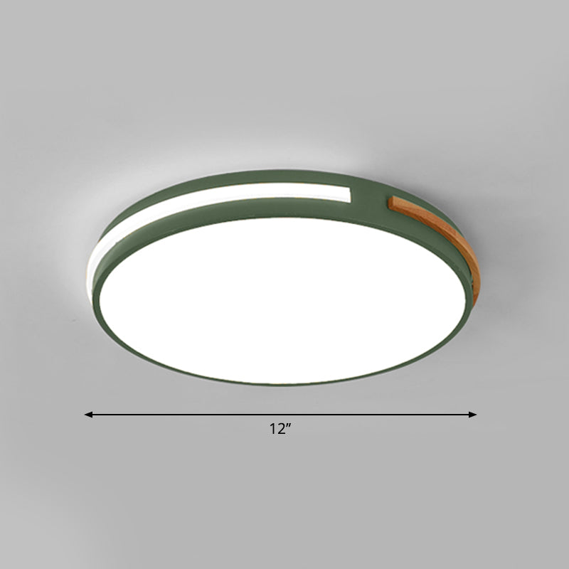 Minimalist Led Flush Mount Ceiling Light With Round Acrylic Shade - Bedroom Lighting Fixture Green