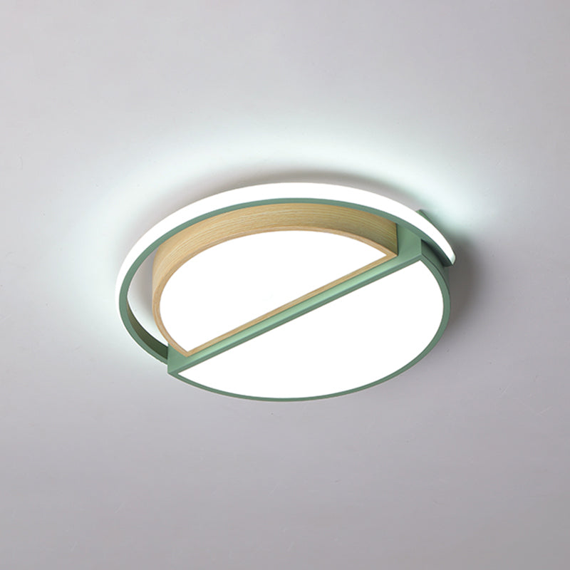 Round Led Flush Ceiling Light - Nordic Acrylic Mount For Bedroom Green / 16.5’ White