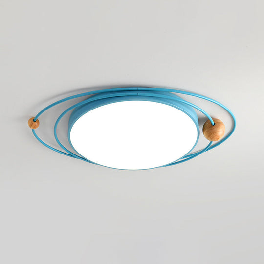 Nordic Flush - Mount Led Ceiling Lamp For Kids Bedroom Blue / 12.5’ Warm