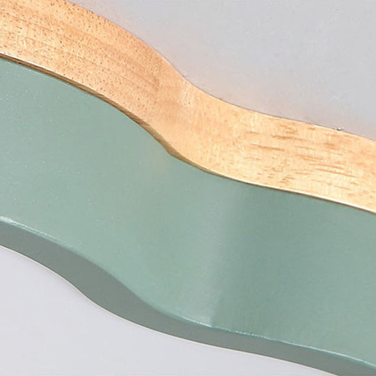 Green & Wood Floral Led Ceiling Lamp For Bedroom - Simple Sleek