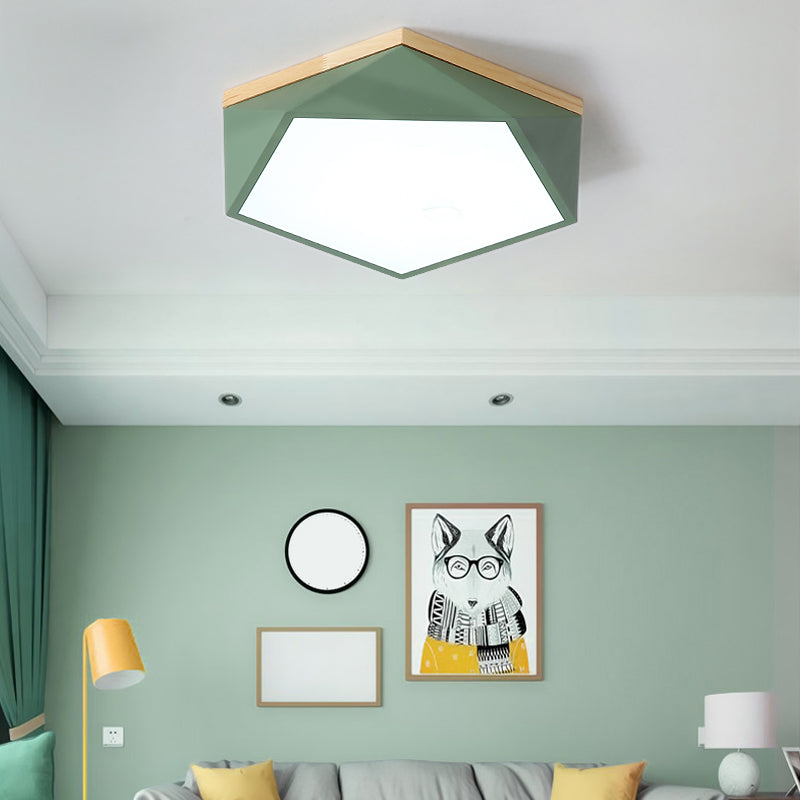 Modern Nordic Geometric Led Ceiling Light With Acrylic Diffuser - Metal Bedroom Flush Mount Fixture