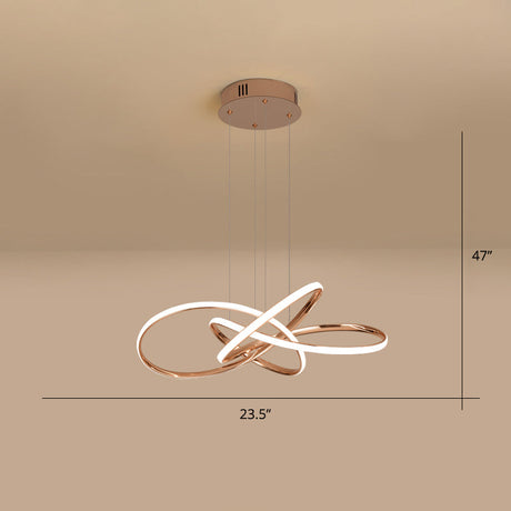 Modern Twisting Pendant Chandelier With Led Lighting And Acrylic Shade Gold