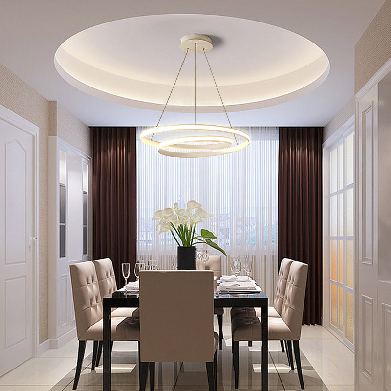 Aluminum Led Chandelier Light - Loop Shaped Minimalist Dining Room Suspension Lamp